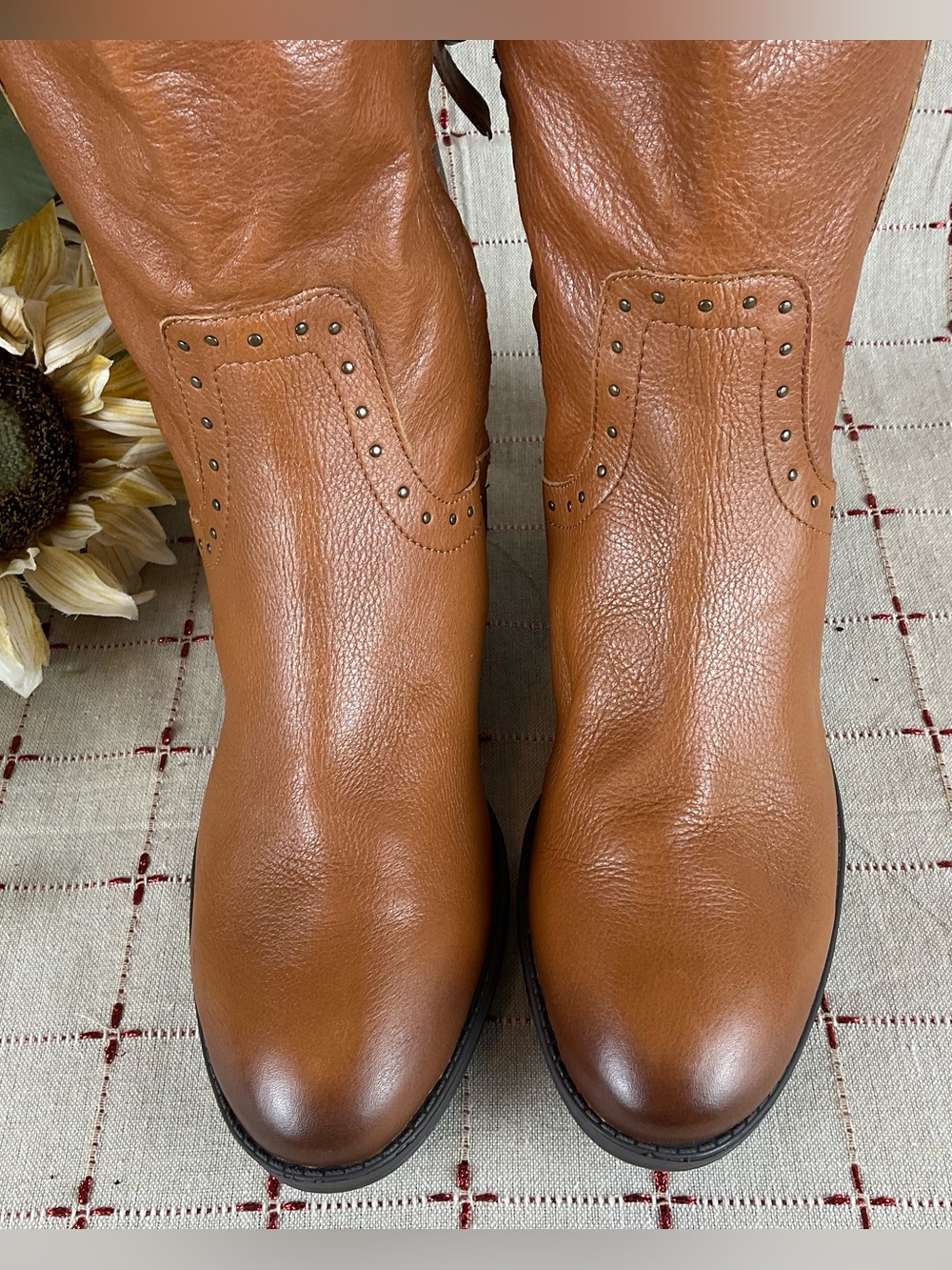 Sam Edelman Prina Studded Soft Brown Leather Knee High Riding Boots Sz 8.5 NWOB - Picture 3 of 8